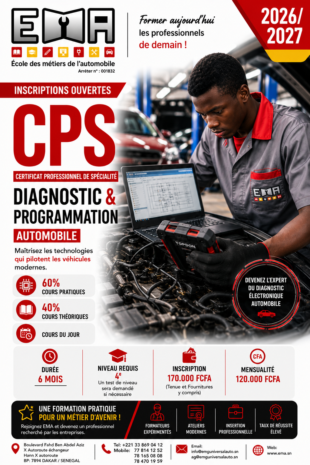 Affiche inscriptions ouvertes CPS Diagnostique et programmation 2026-2027